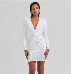 Nadine Merabi white sequin Jodie dress never worn size XS